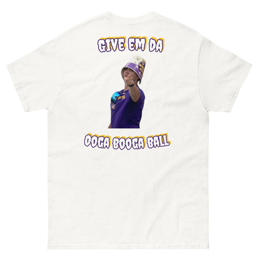 Give 'em da ooga booga ball t-shirt